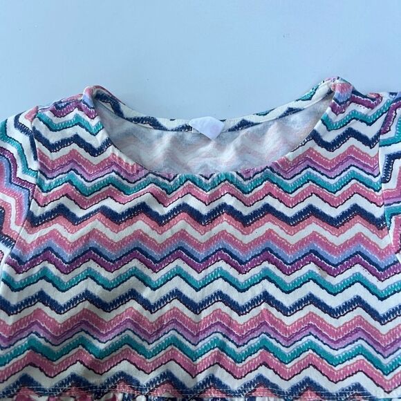fabkids Multicoloured Zig Zag Striped Dress  size M - Picture 3 of 4